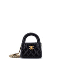 Kelly Top Handle Shopping Bag Quilted Shiny Aged Calfskin Nano