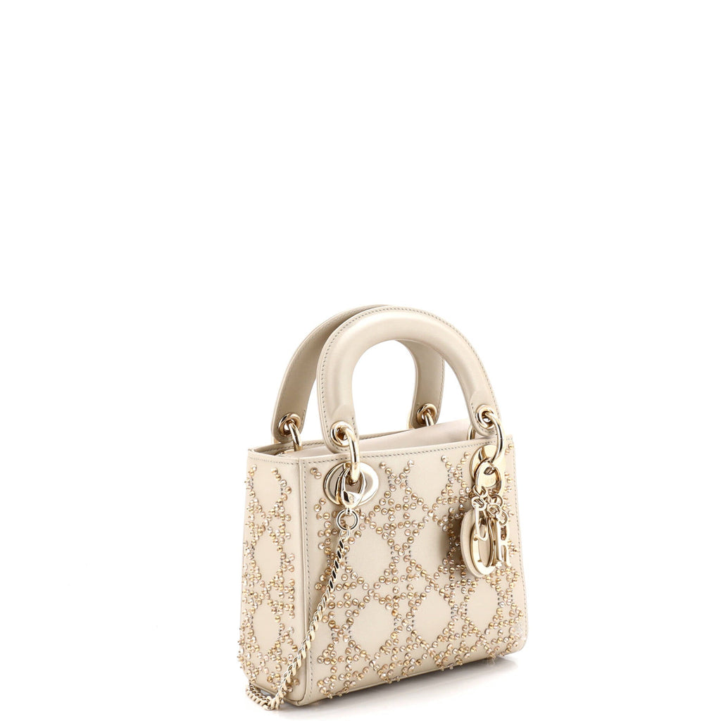 Lady Dior Chain Bag Crystal Embellished Cannage Quilt Leather Mini