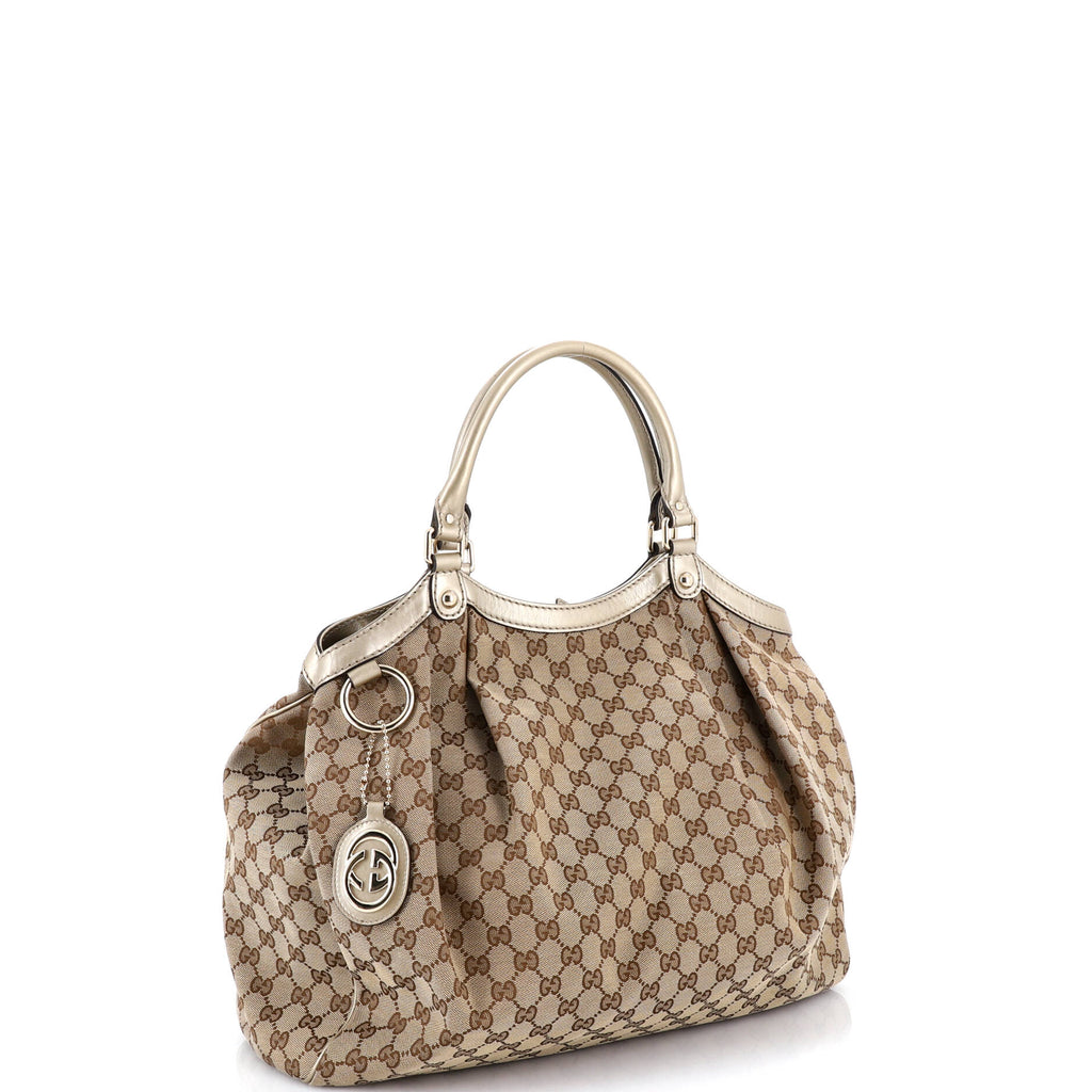 Sukey Tote GG Canvas with Leather Large