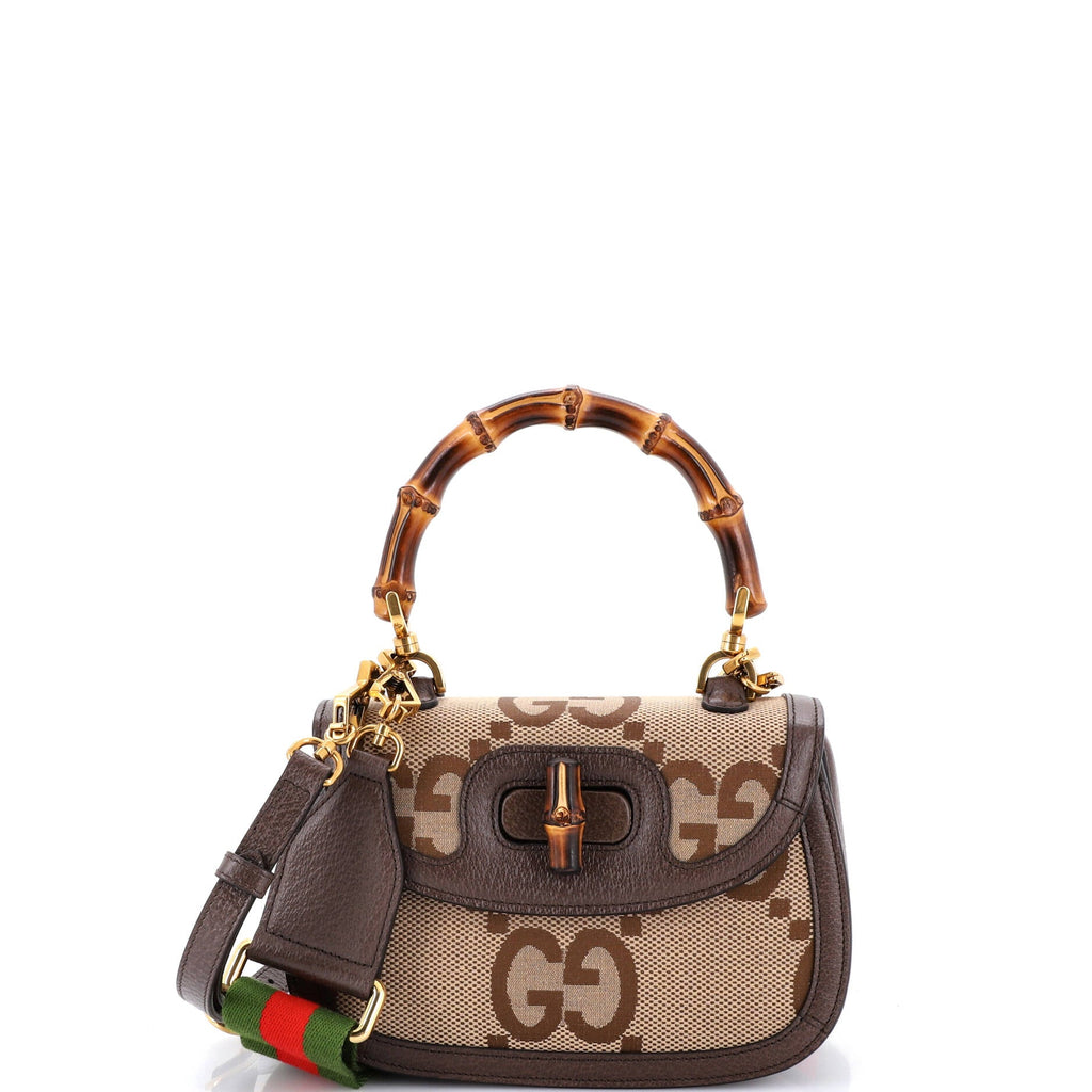 Bamboo 1947 Top Handle Bag Jumbo GG Canvas Small