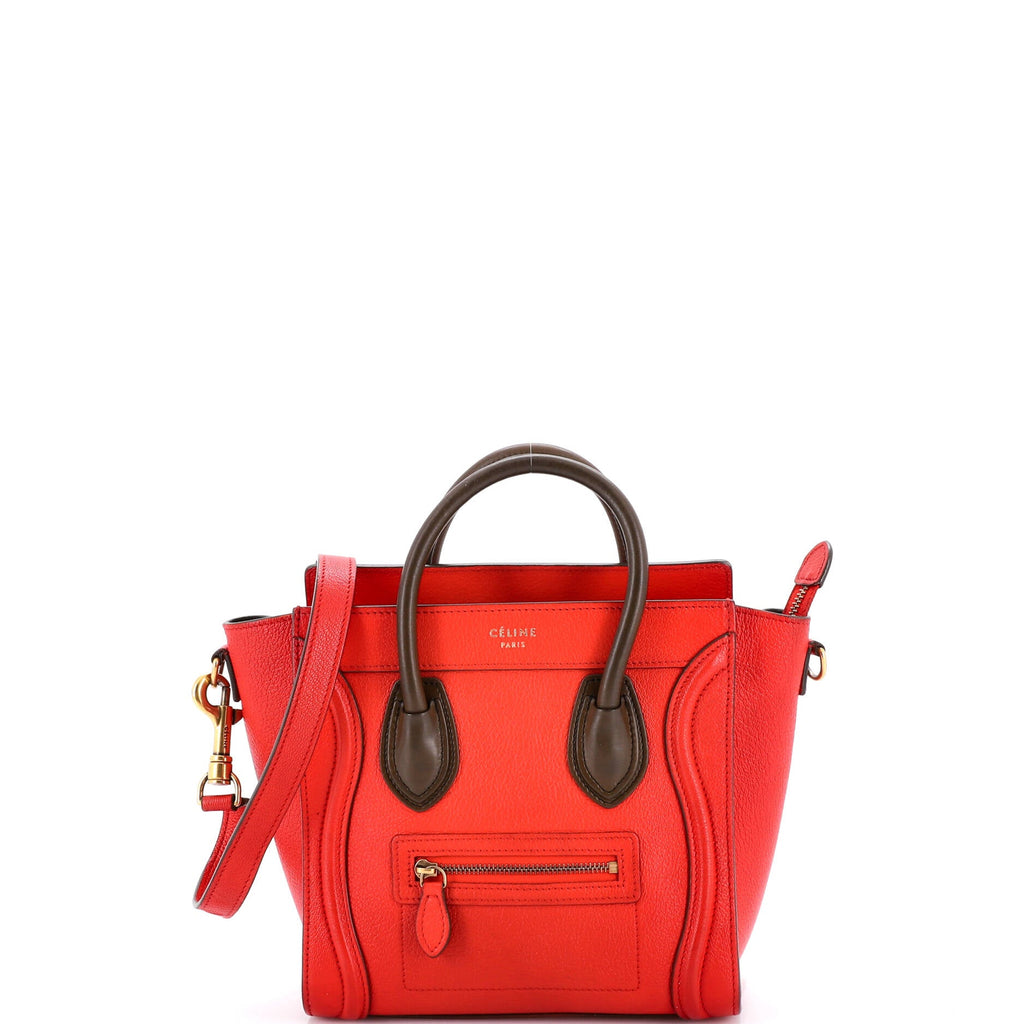 Bicolor Luggage Bag Grainy Leather Nano