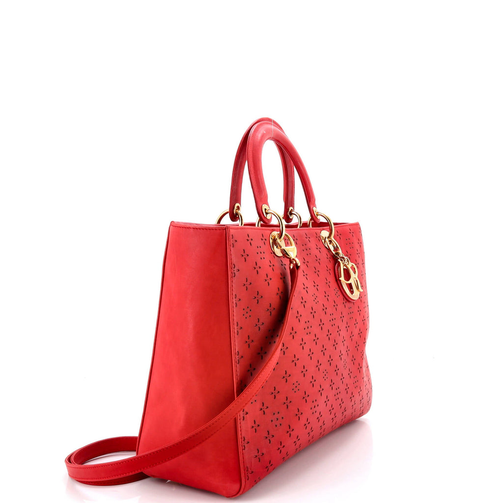Lady Dior Bag Laser Cut Leather Large