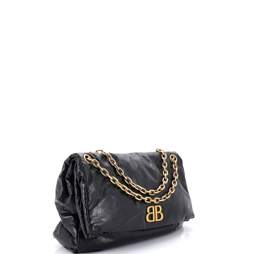 Monaco Chain Flap Shoulder Bag Leather Large