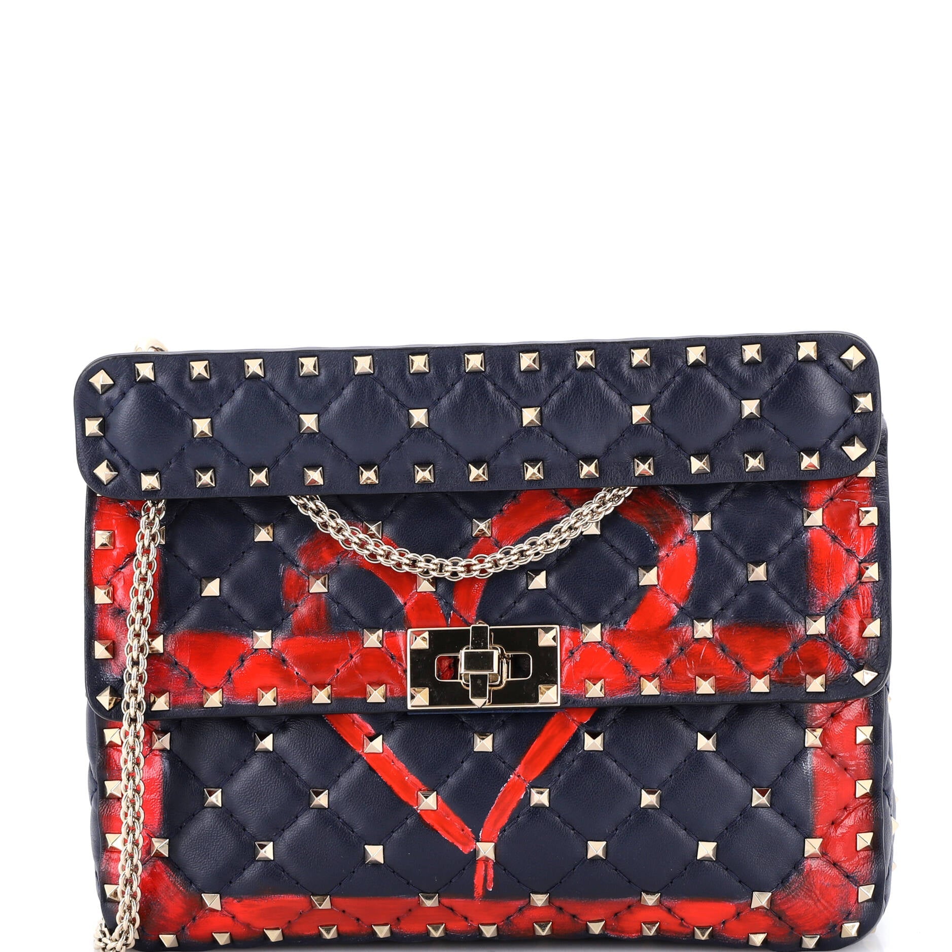 Rockstud Spike Flap Bag Quilted Printed Leather Medium