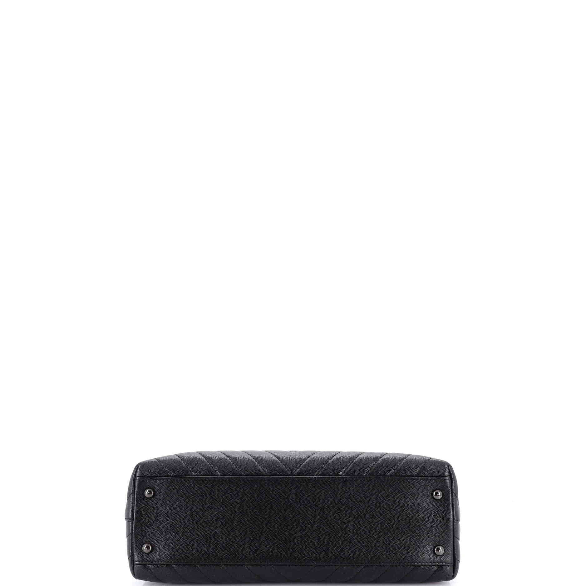 So Black Coco Top Handle Bag Chevron Caviar Medium