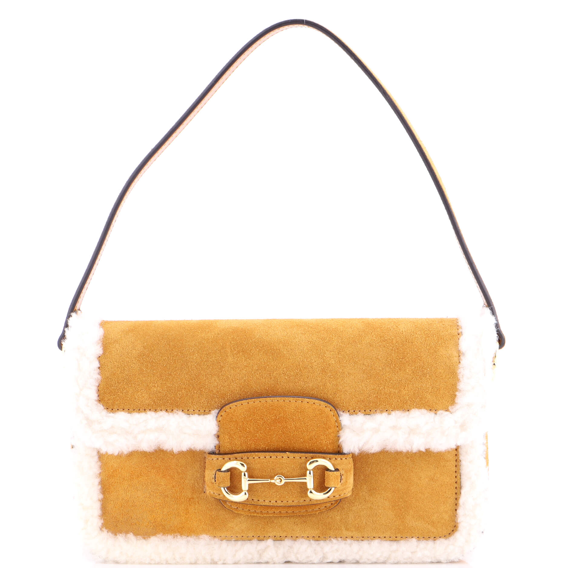 Horsebit 1955 Shoulder Bag Suede with Shearling Mini