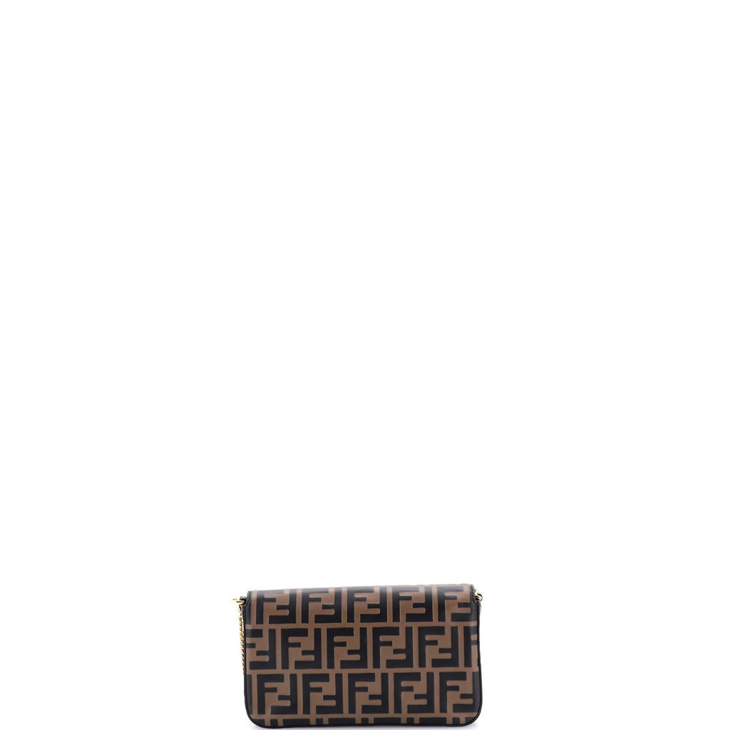 F is Fendi Envelope Clutch on Chain Zucca Embossed Leather