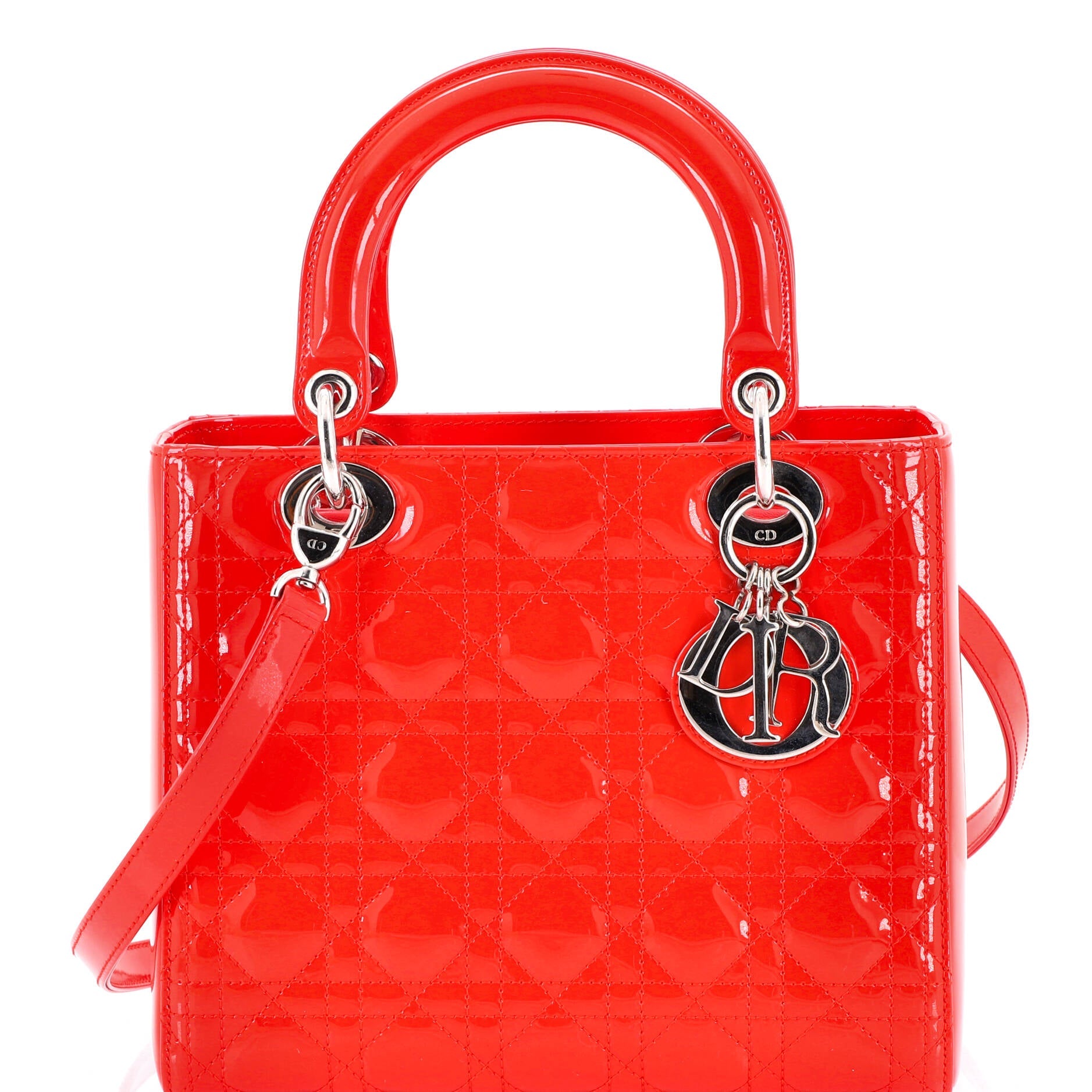 Lady Dior Bag Cannage Quilt Patent Medium