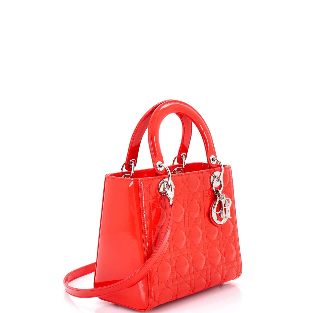 Lady Dior Bag Cannage Quilt Patent Medium