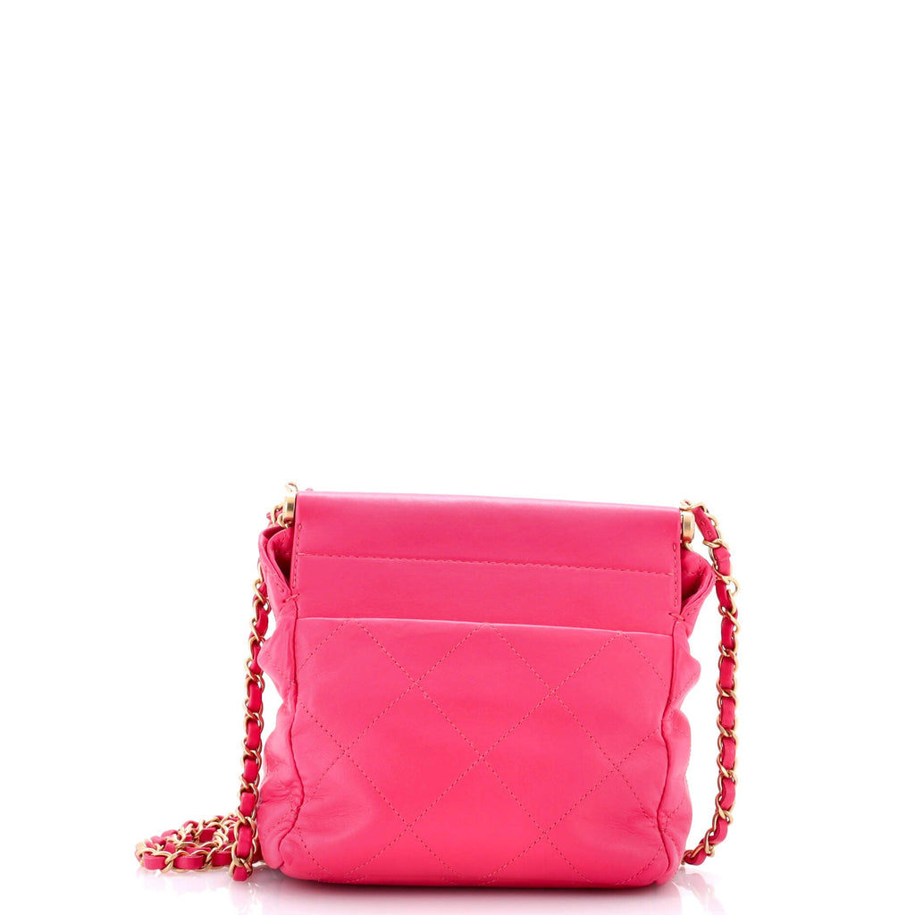 Resin Charms Chain Bucket Bag Quilted Lambskin Small
