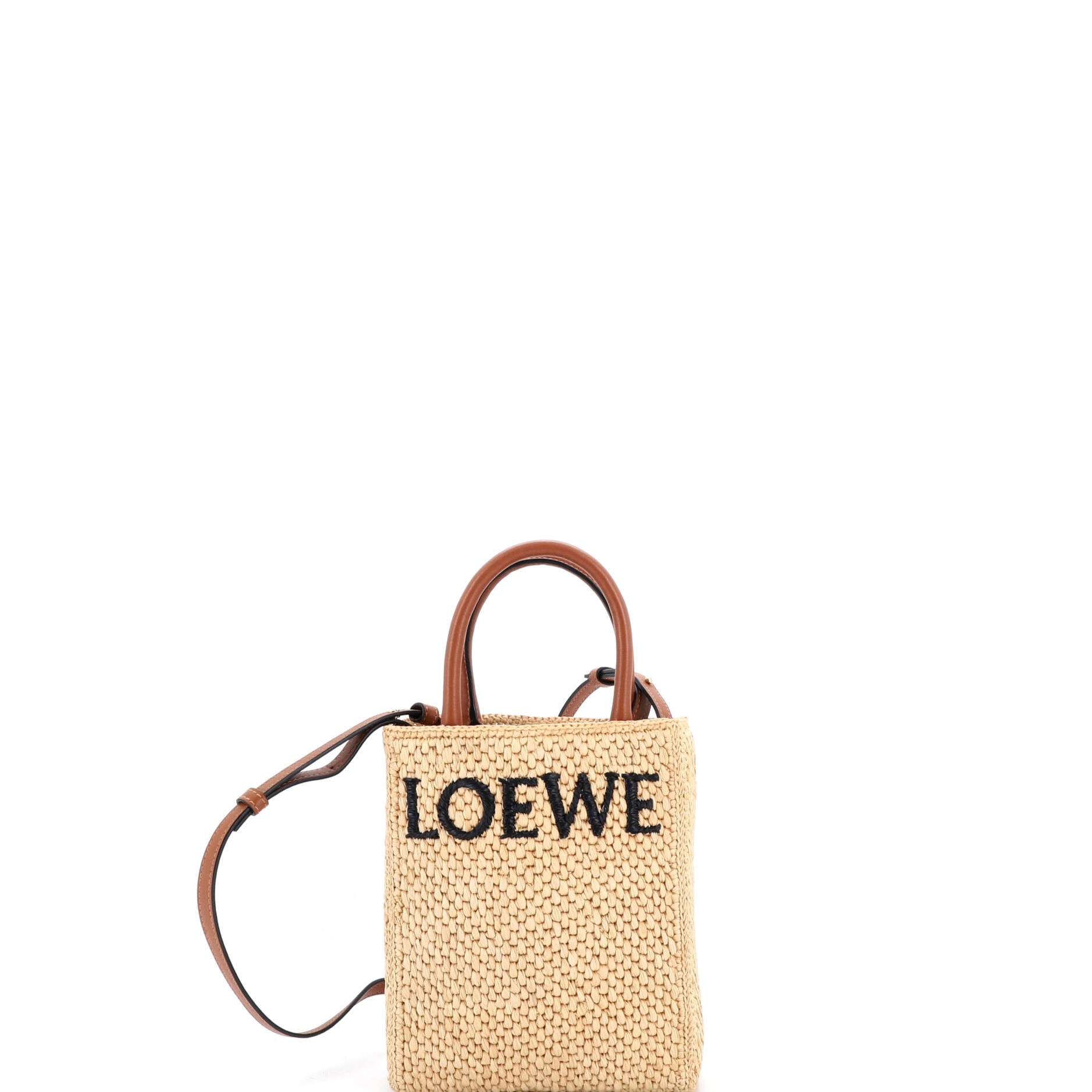 A5 Tote Raffia and Leather