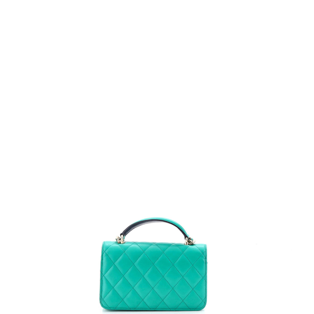 Classic Top Handle Flap Phone Holder with Chain Quilted Lambskin