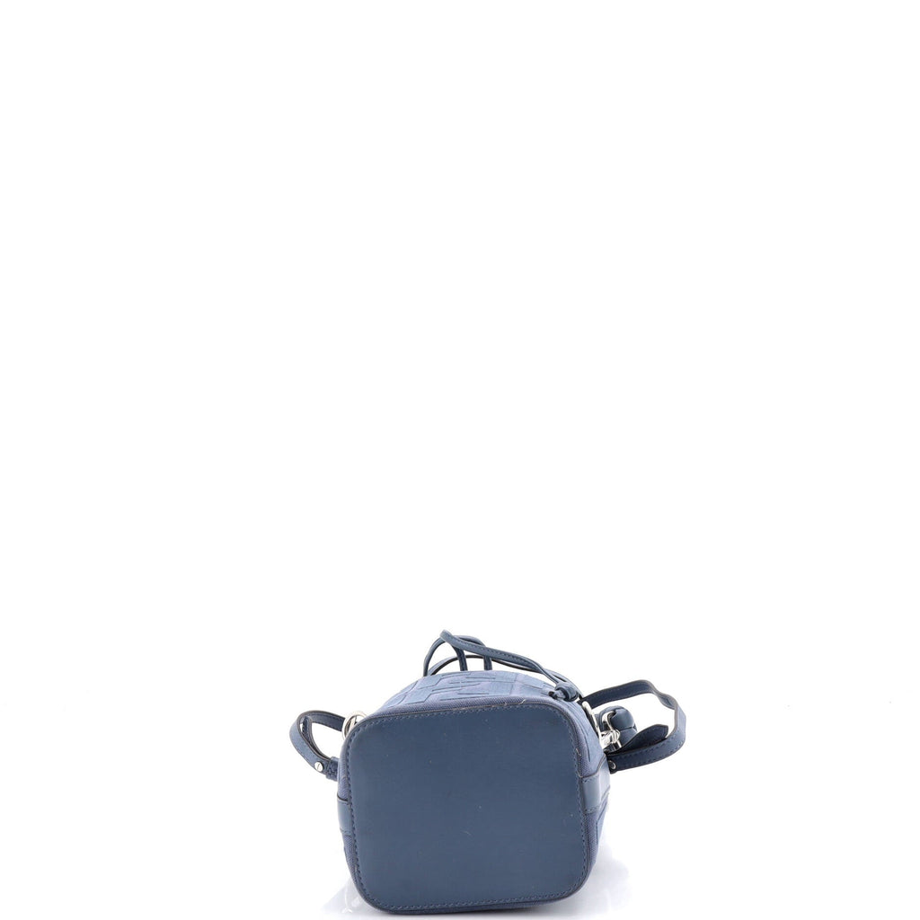 Woven Handle Mon Tresor Bucket Bag Zucca Embroidered Canvas Mini