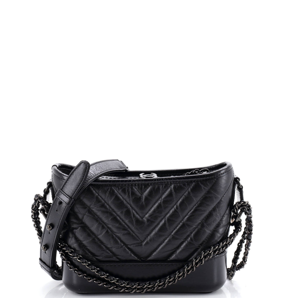 So Black Gabrielle Hobo Chevron Aged Calfskin Small
