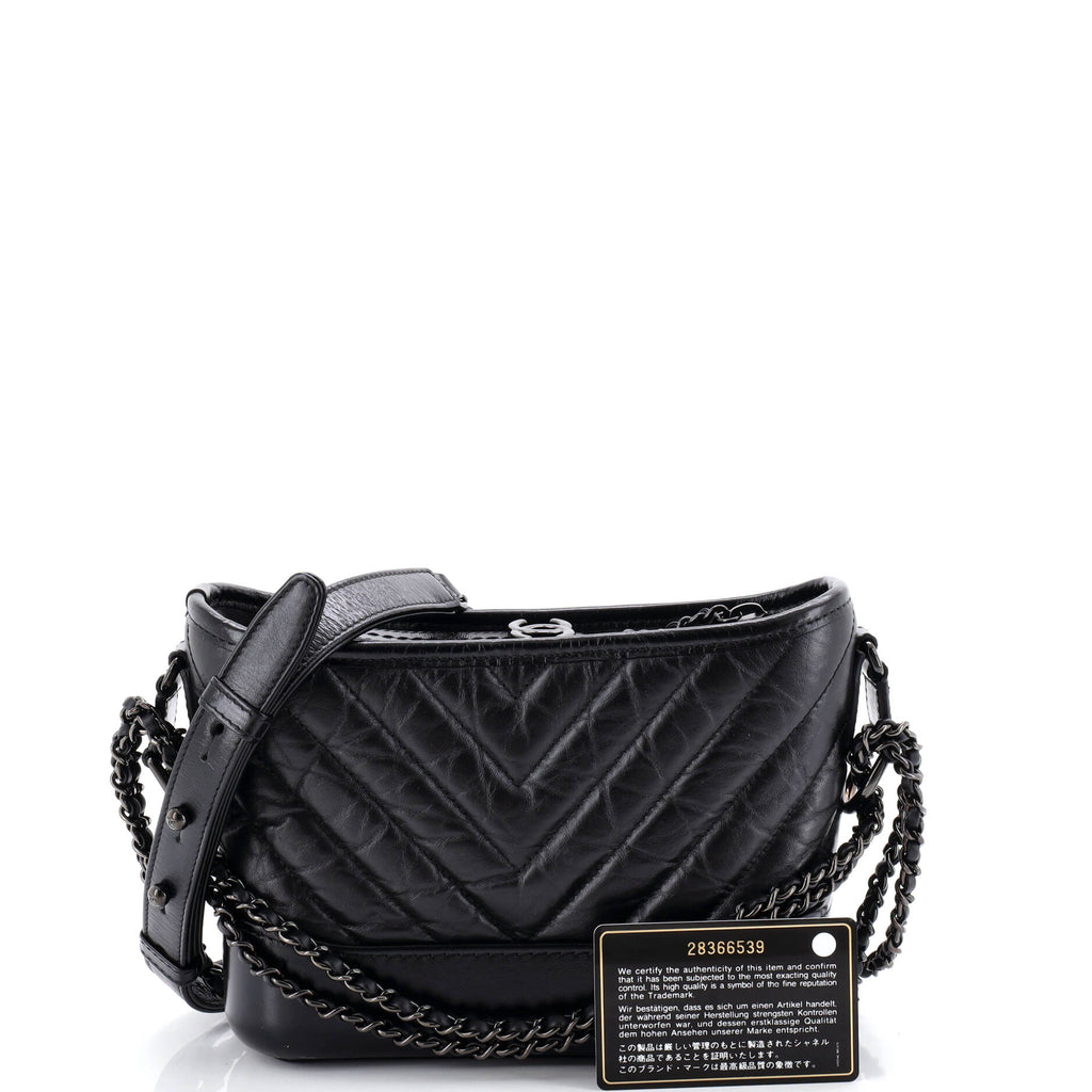 So Black Gabrielle Hobo Chevron Aged Calfskin Small