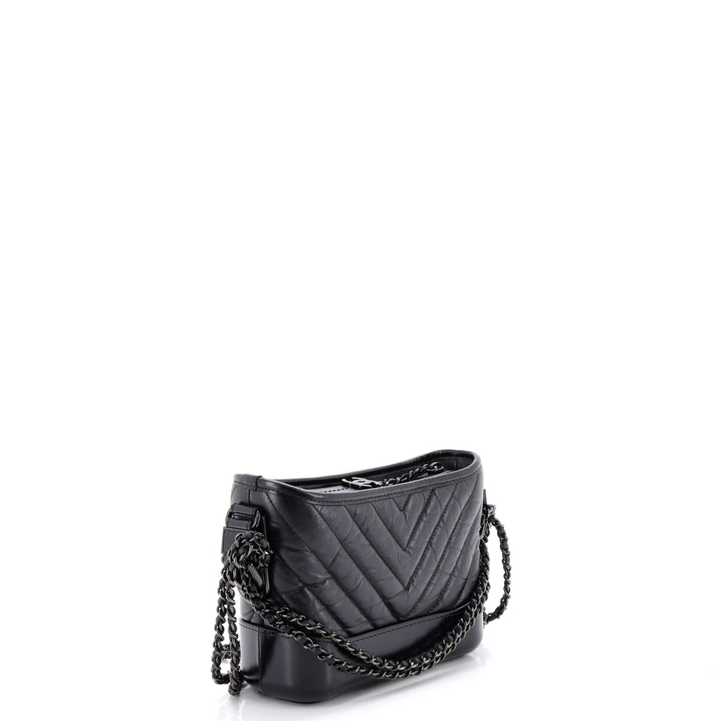 So Black Gabrielle Hobo Chevron Aged Calfskin Small
