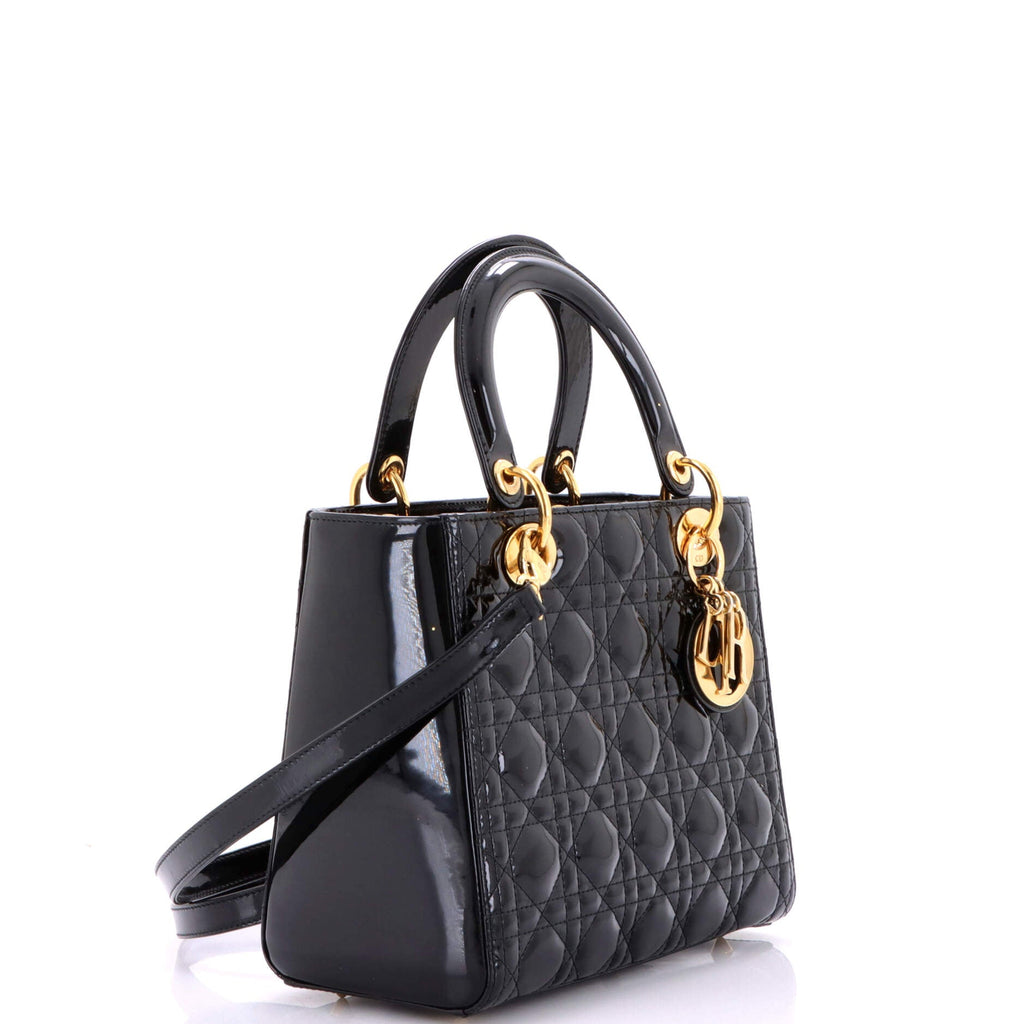 Lady Dior Bag Cannage Quilt Patent Medium
