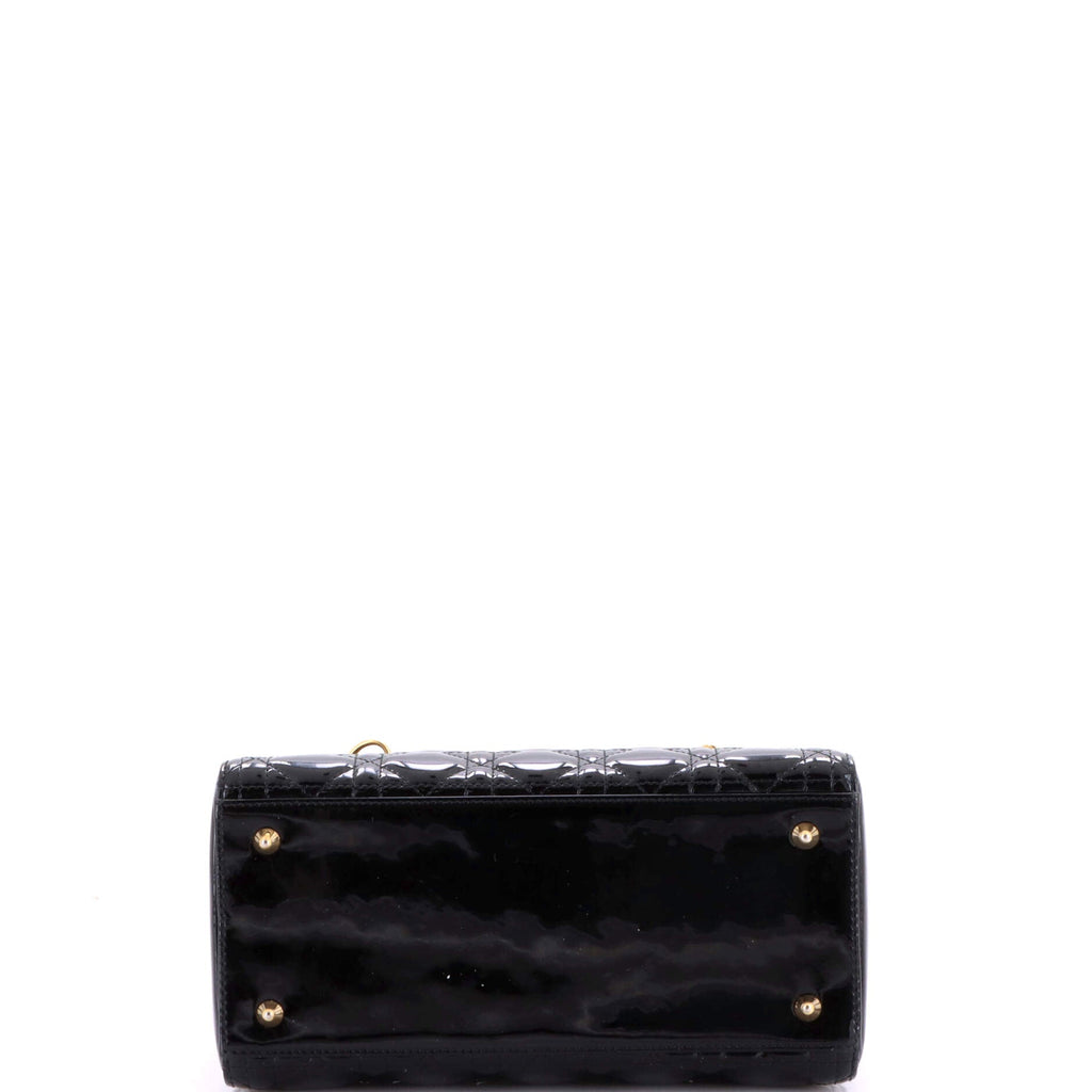 Lady Dior Bag Cannage Quilt Patent Medium