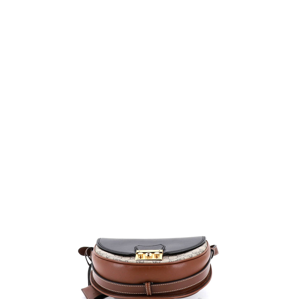 Padlock Saddle Shoulder Bag GG Coated Canvas and Leather Small