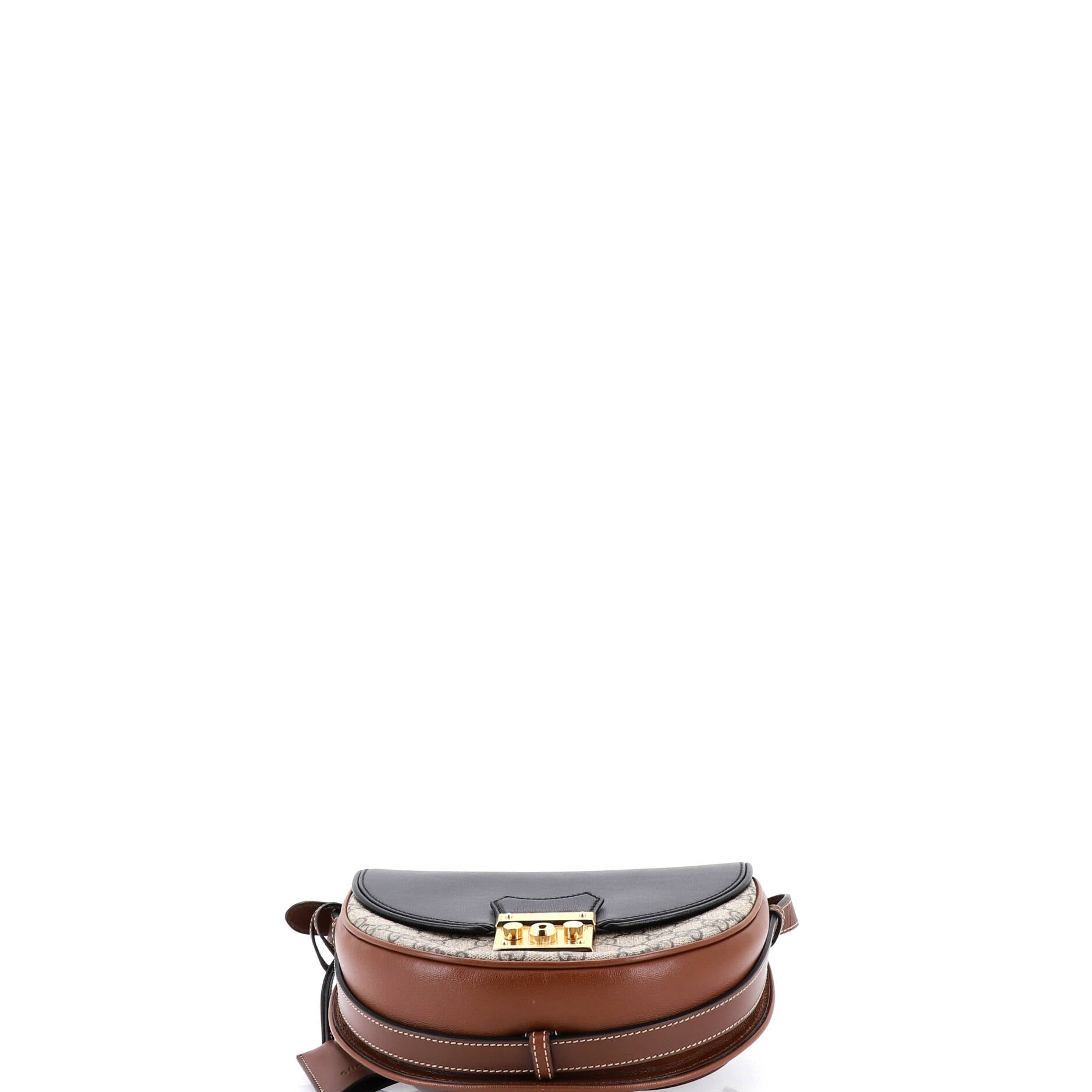 Padlock Saddle Shoulder Bag GG Coated Canvas and Leather Small