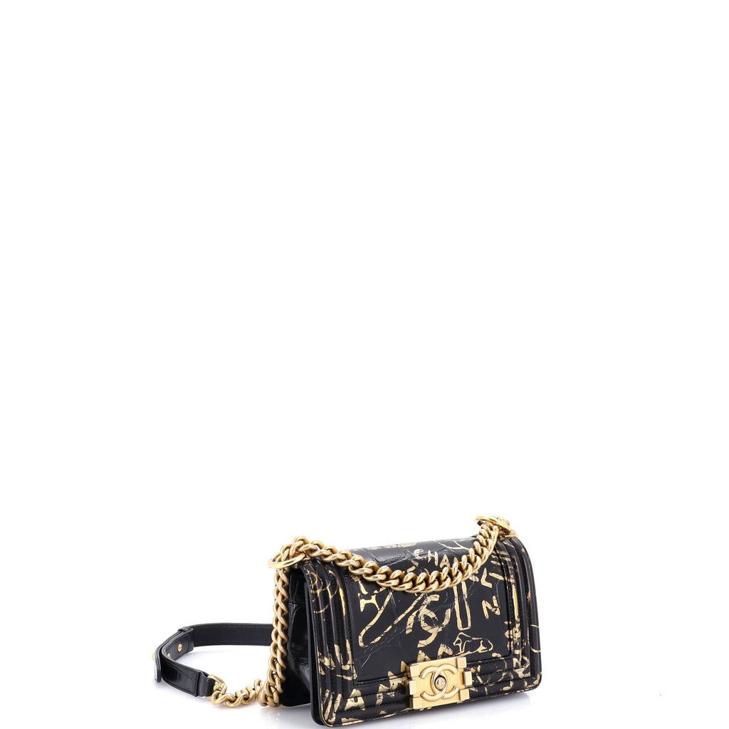 Boy Flap Bag Graffiti Crocodile Embossed Calfskin Small