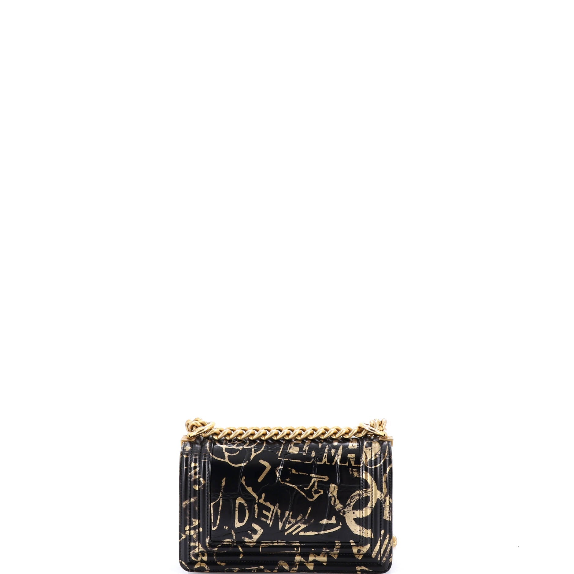 Boy Flap Bag Graffiti Crocodile Embossed Calfskin Small