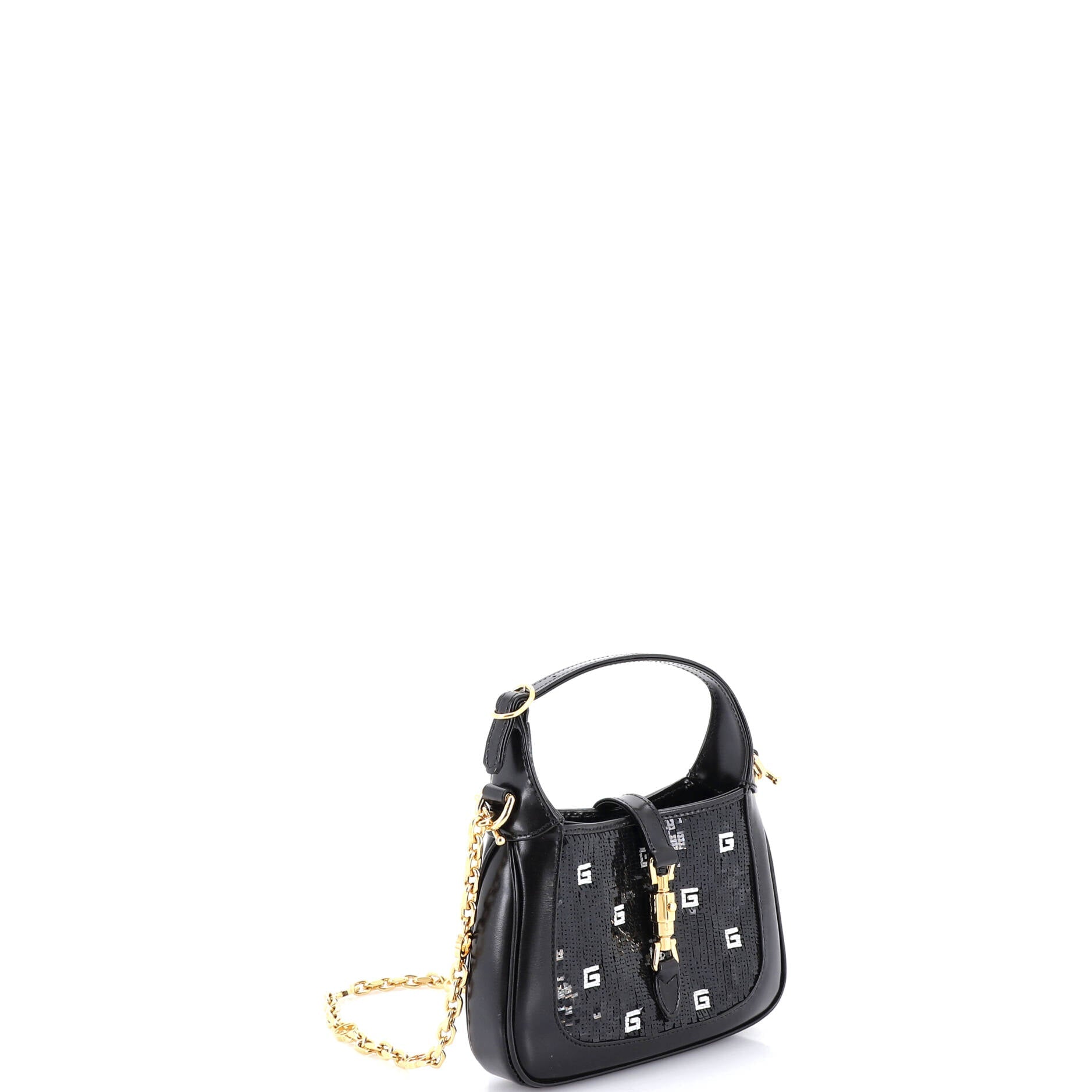 Jackie 1961 Chain Hobo Sequin Embellished Satin with Leather Mini