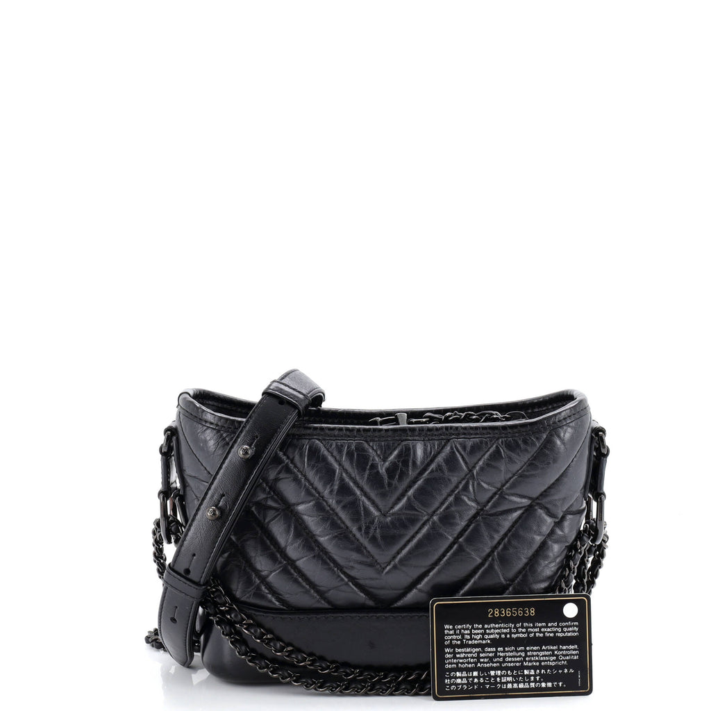 So Black Gabrielle Hobo Chevron Aged Calfskin Small