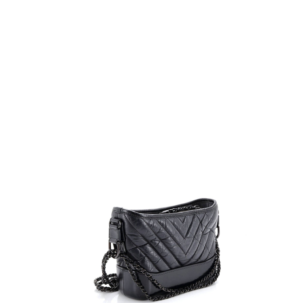 So Black Gabrielle Hobo Chevron Aged Calfskin Small