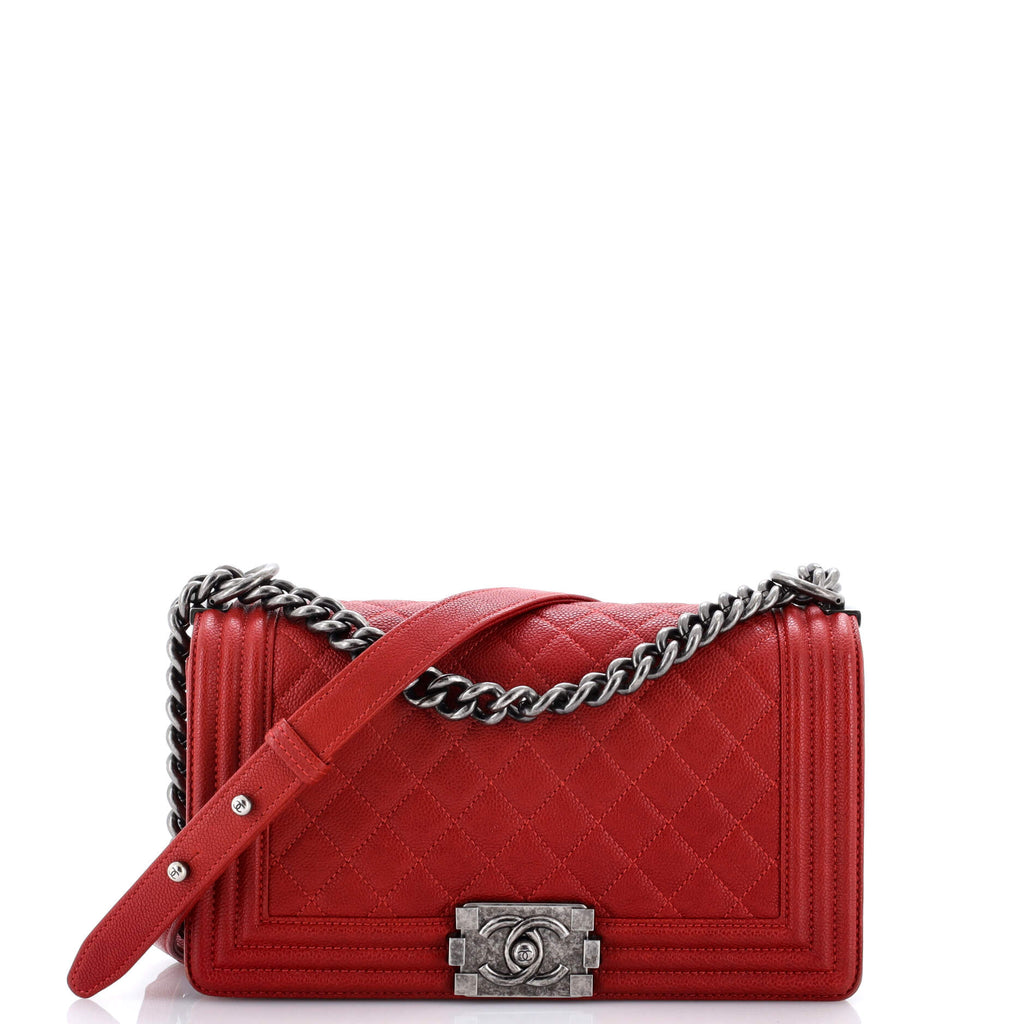 Boy Flap Bag Quilted Caviar Old Medium