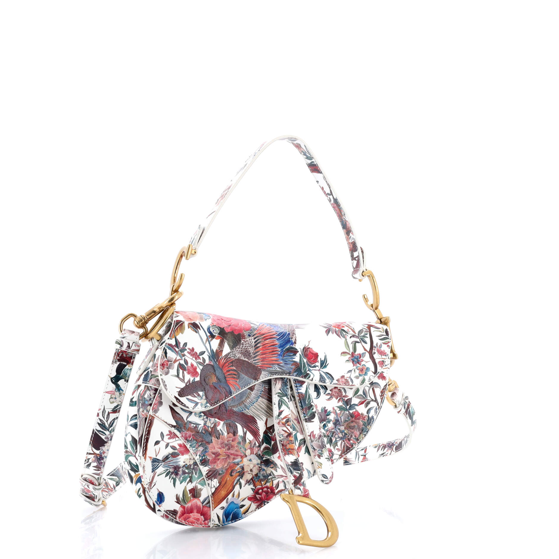 Saddle Handbag with Strap Printed Leather Medium