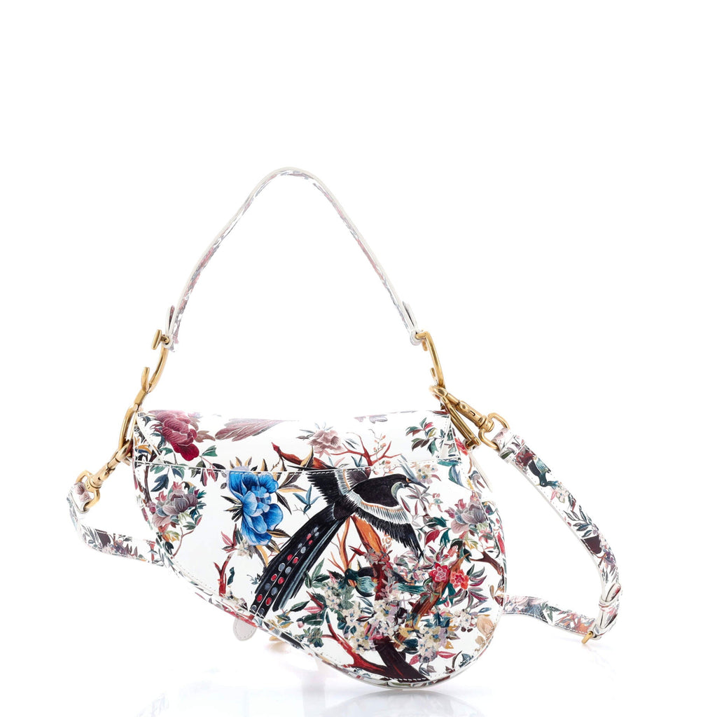 Saddle Handbag with Strap Printed Leather Medium