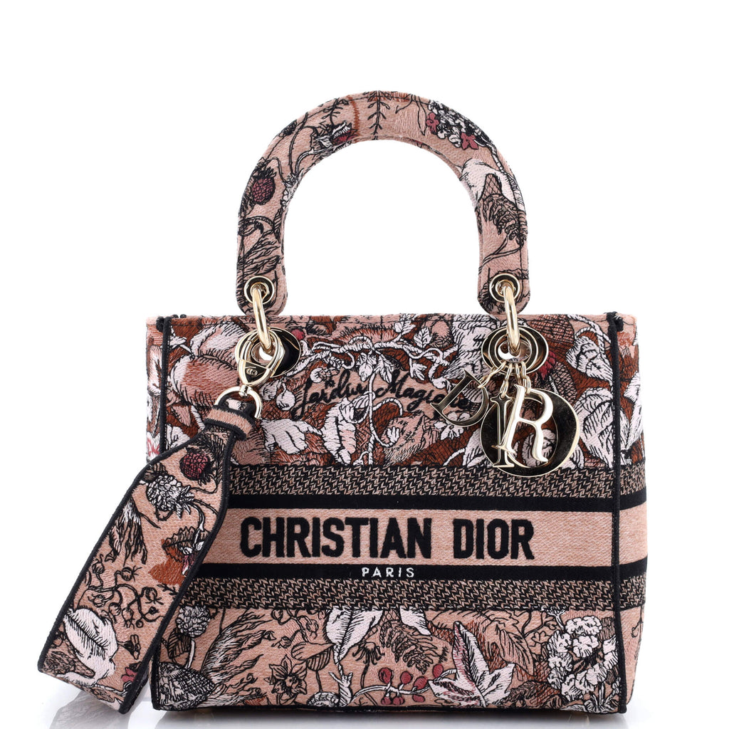 Lady D-Lite Bag Embroidered Canvas Medium