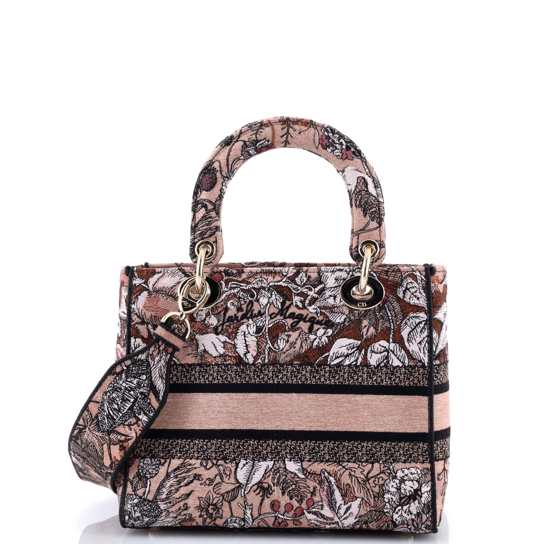 Lady D-Lite Bag Embroidered Canvas Medium