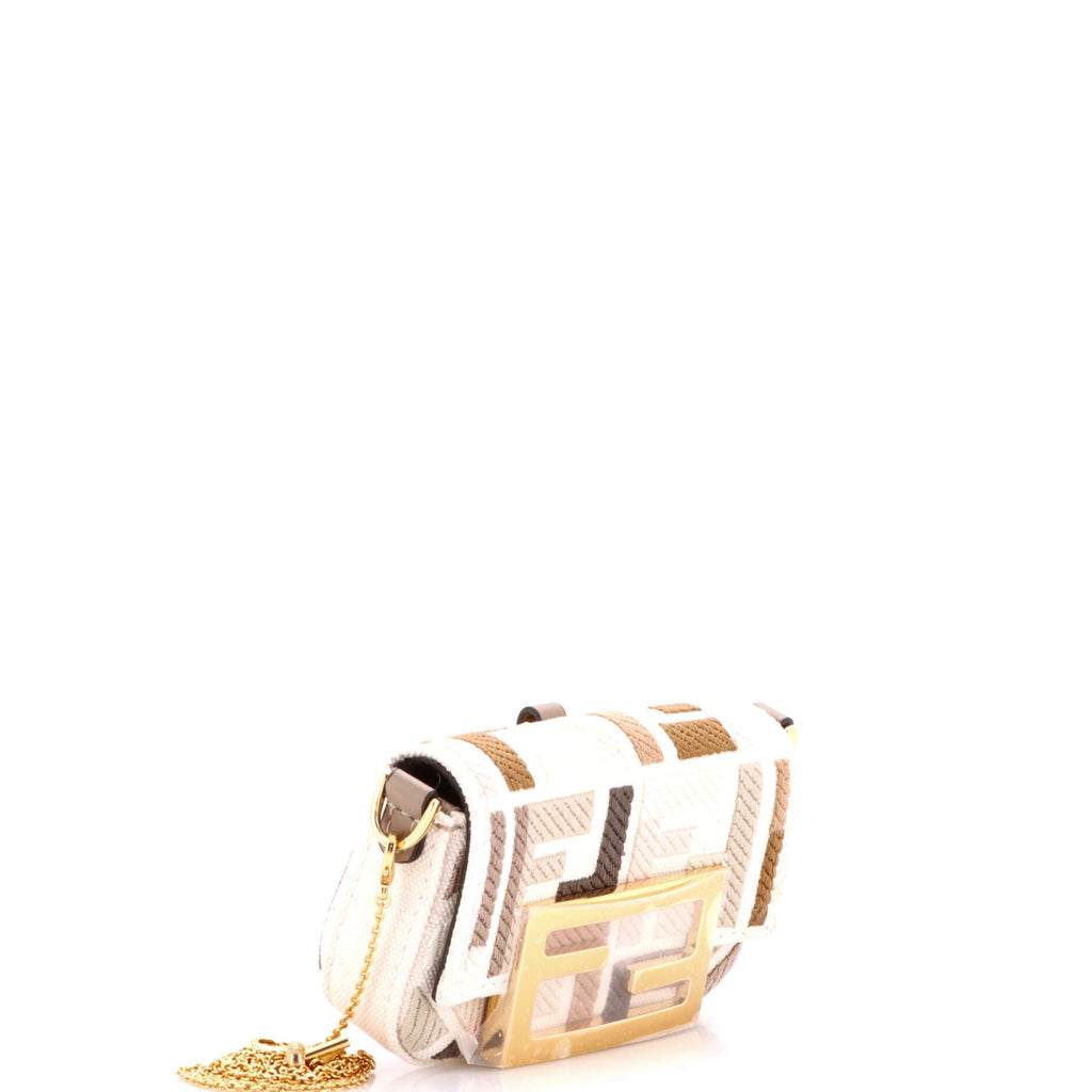 Chain Baguette Charm Bag Zucca Embroidered Canvas Nano