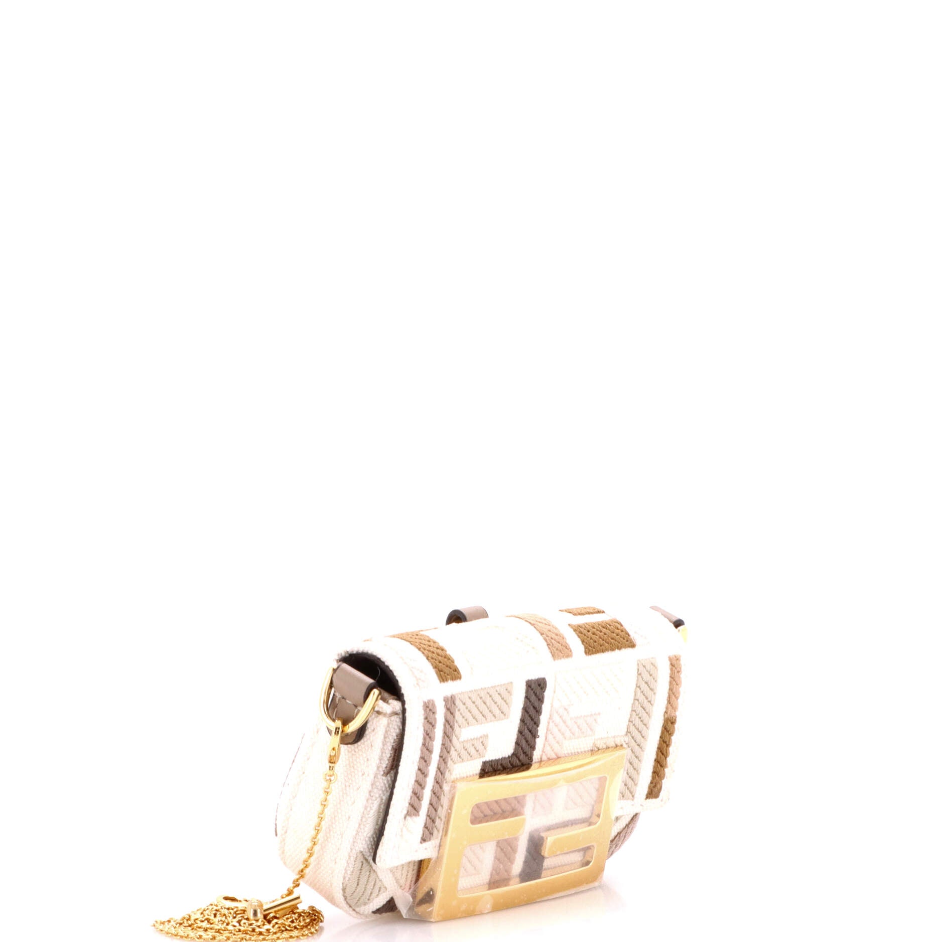 Chain Baguette Charm Bag Zucca Embroidered Canvas Nano
