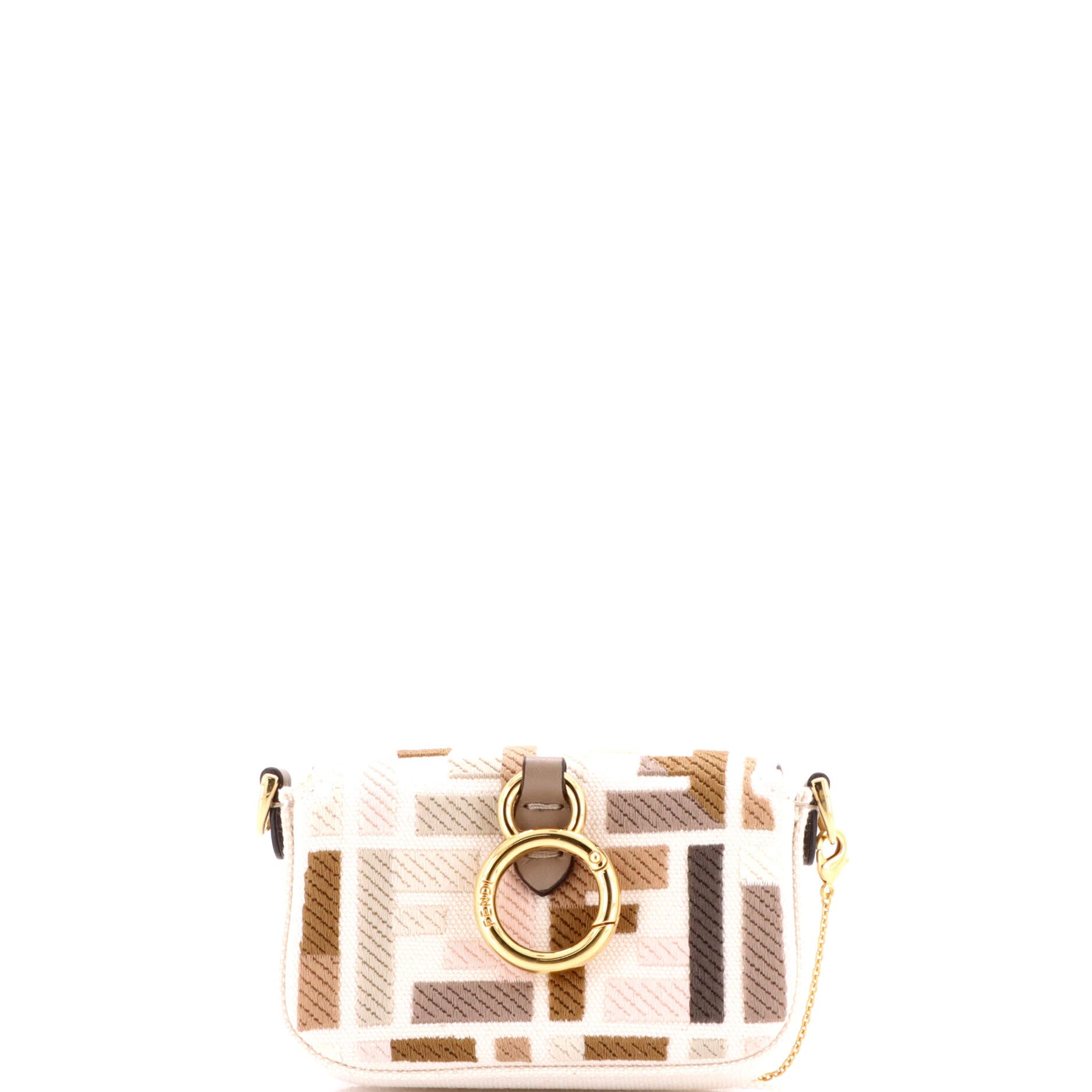 Chain Baguette Charm Bag Zucca Embroidered Canvas Nano