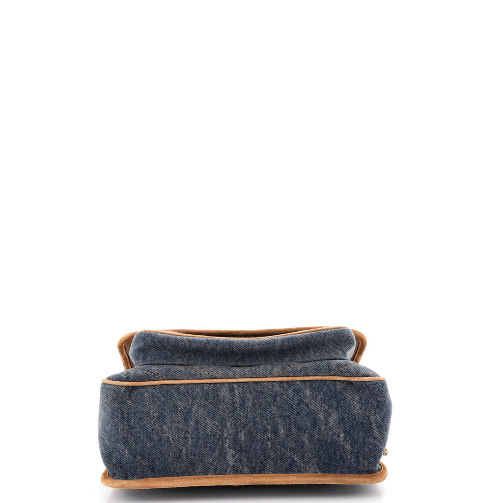 Niki Chain Flap Bag Matelasse Chevron Denim with Suede Medium