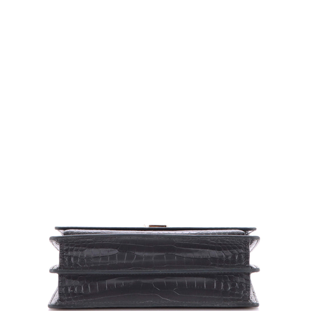 Sunset Crossbody Bag Crocodile Embossed Leather Medium