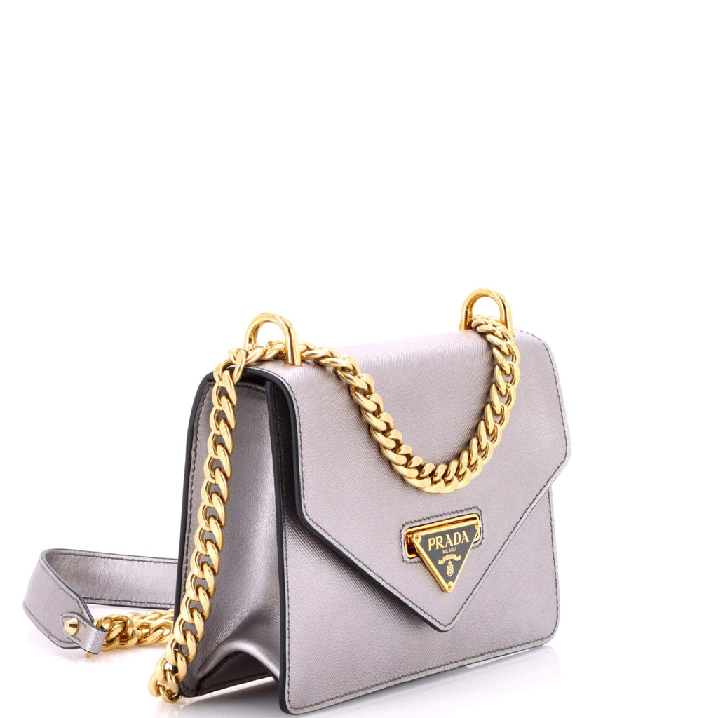 Envelope Flap Chain Shoulder bag Saffiano Leather Small