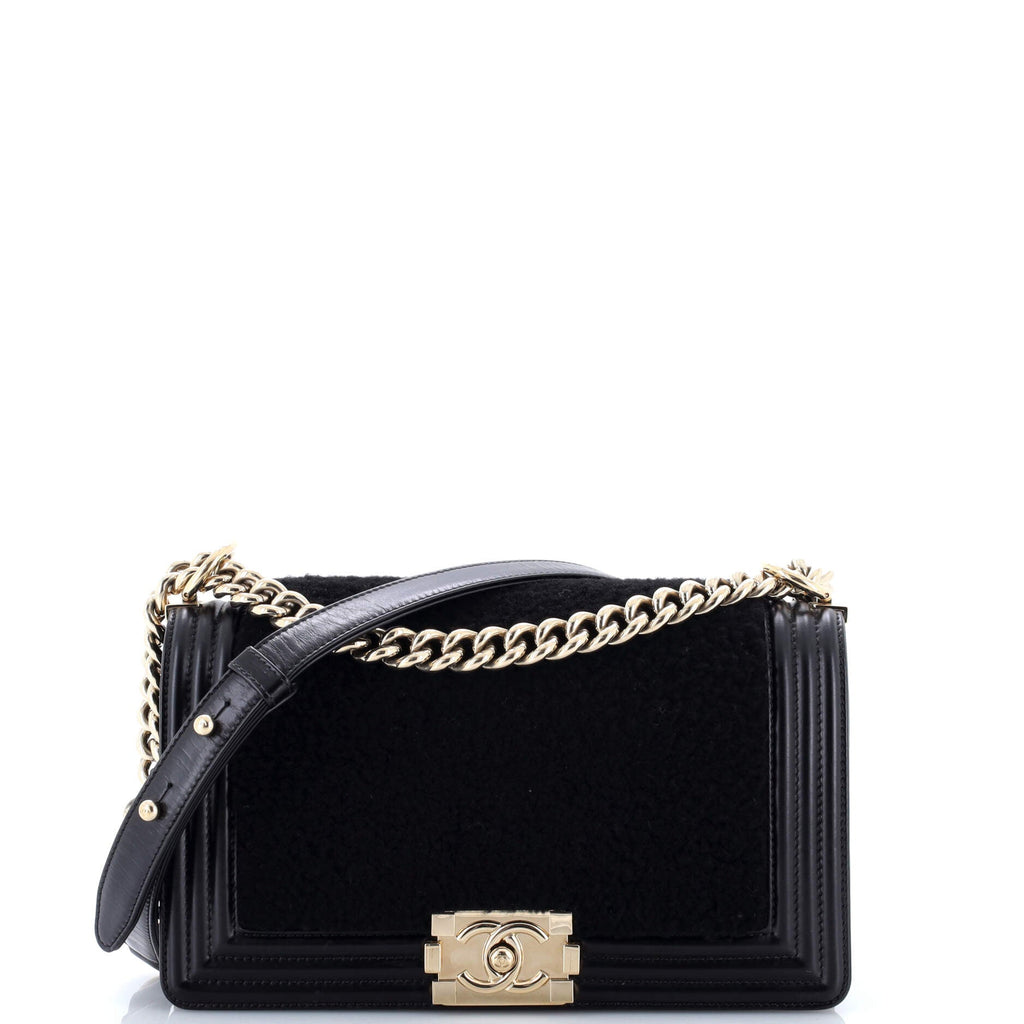 Boy Flap Bag Shearling with Leather Old Medium