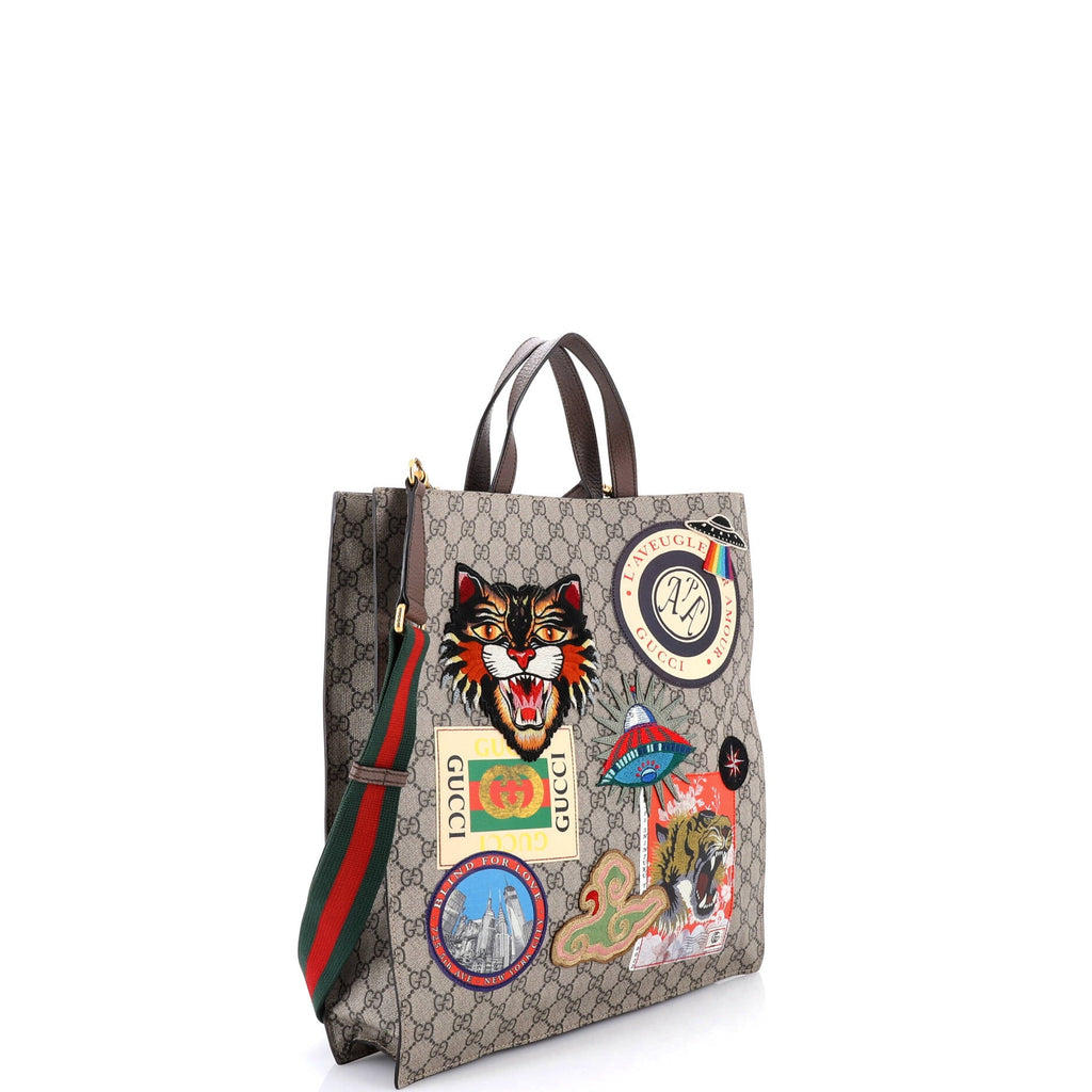 Courrier Convertible Soft Open Tote GG Coated Canvas with Applique North South