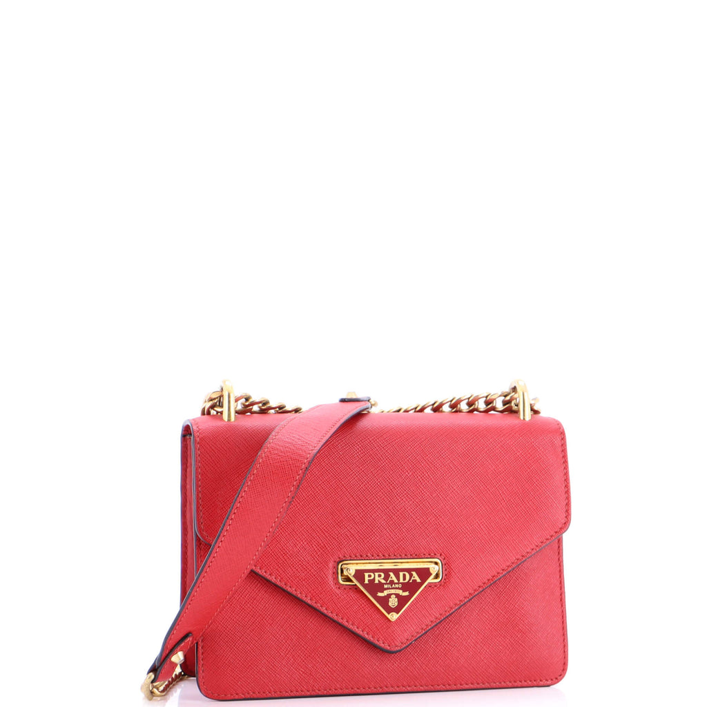 Envelope Flap Chain Shoulder bag Saffiano Leather Small