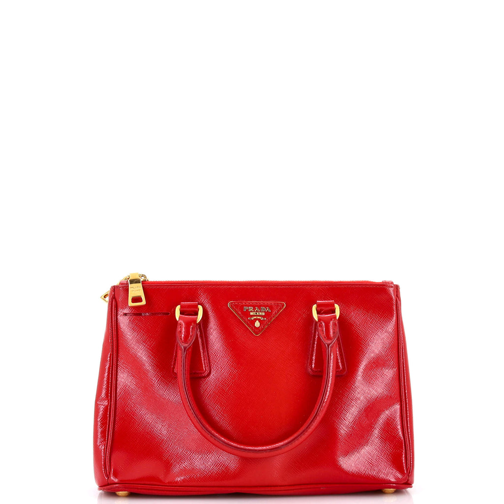 Double Zip Lux Tote Vernice Saffiano Leather Mini