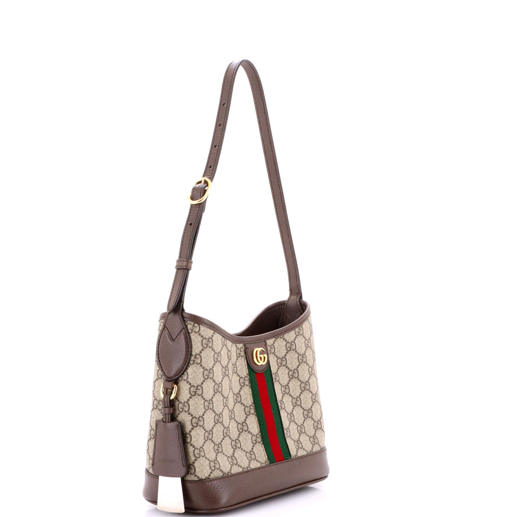 Ophidia Open Bucket Bag GG Coated Canvas with Leather Small
