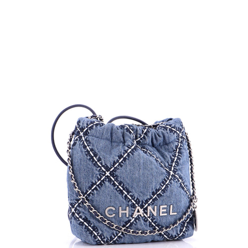 22 Chain Hobo Quilted Stitched Denim Mini
