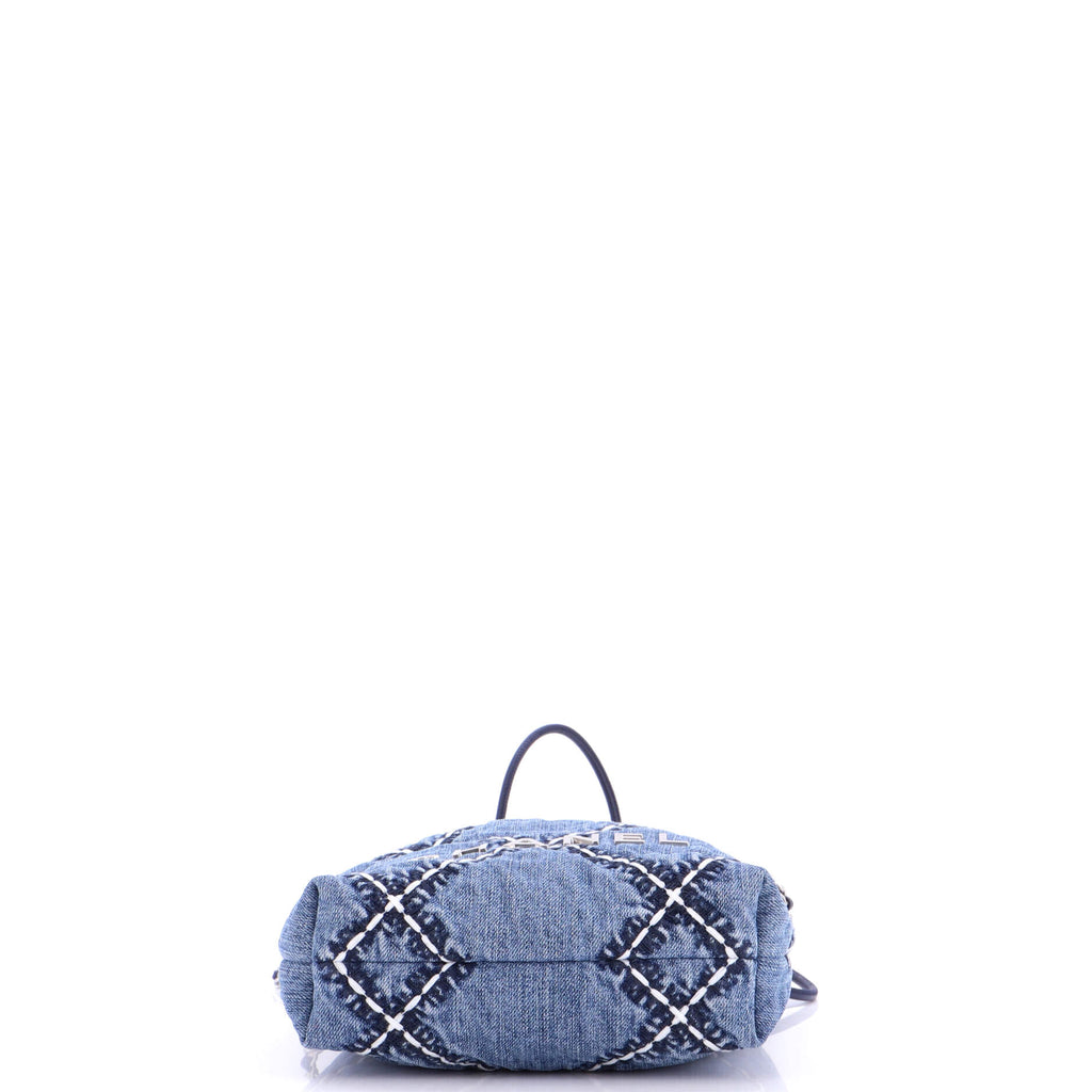 22 Chain Hobo Quilted Stitched Denim Mini