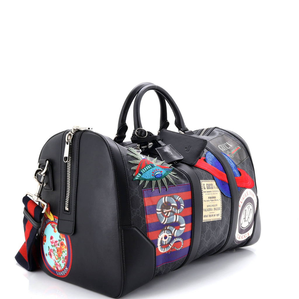 Night Courrier Carry On Convertible Duffle GG Coated Canvas with Applique Small