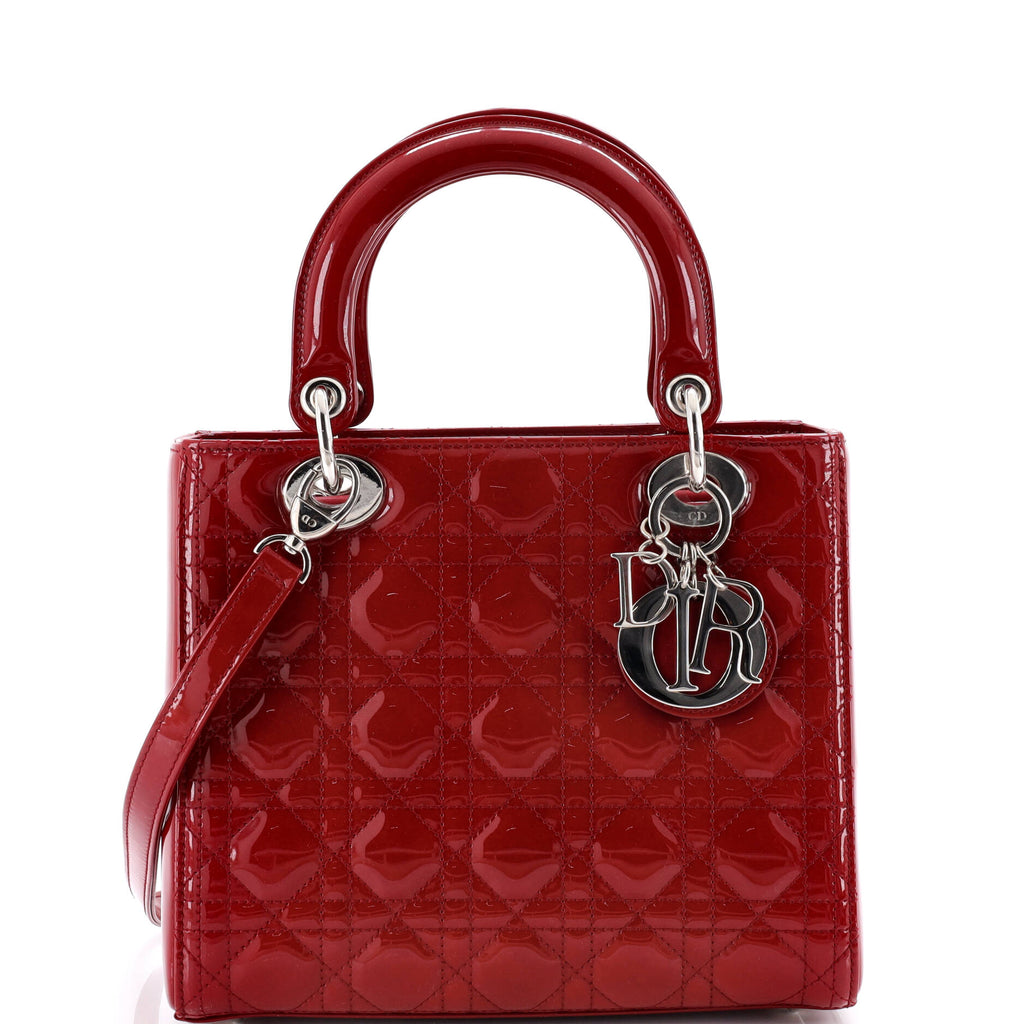 Lady Dior Bag Cannage Quilt Patent Medium