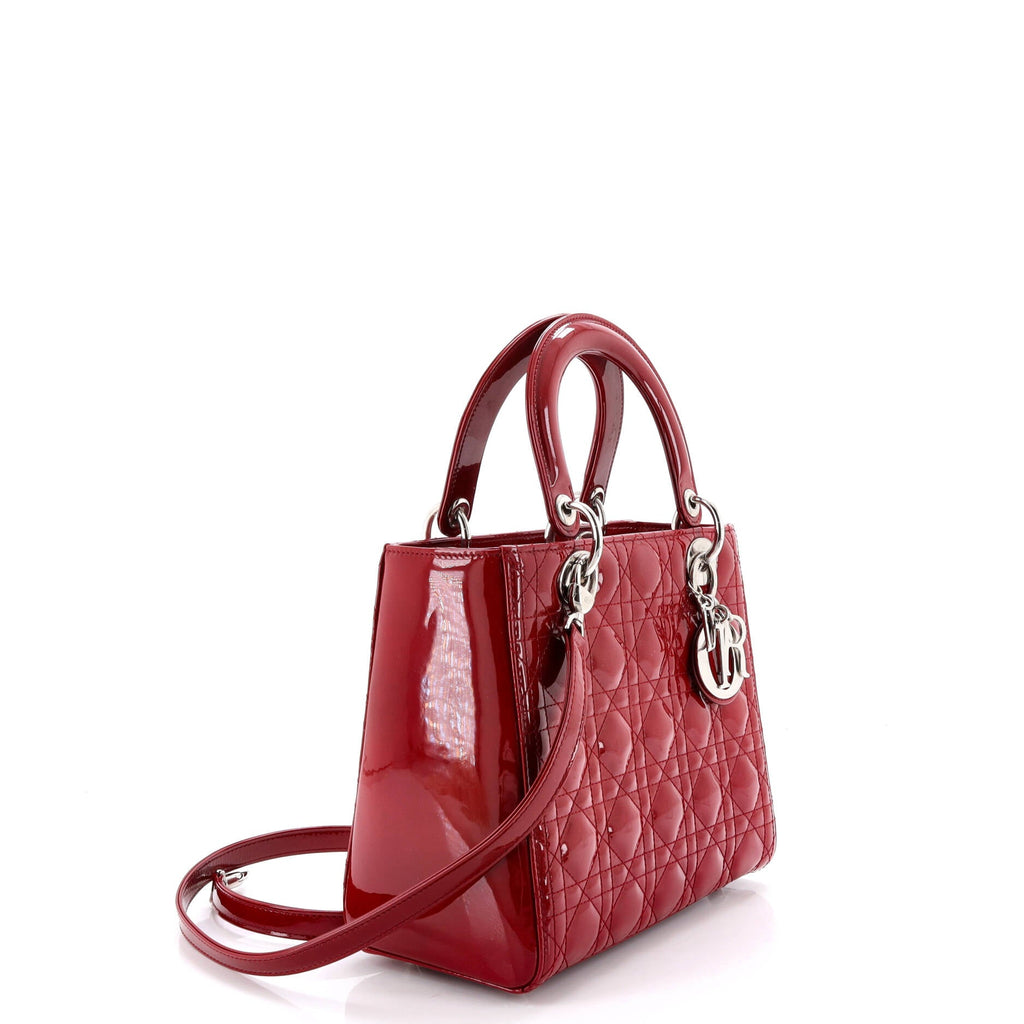 Lady Dior Bag Cannage Quilt Patent Medium